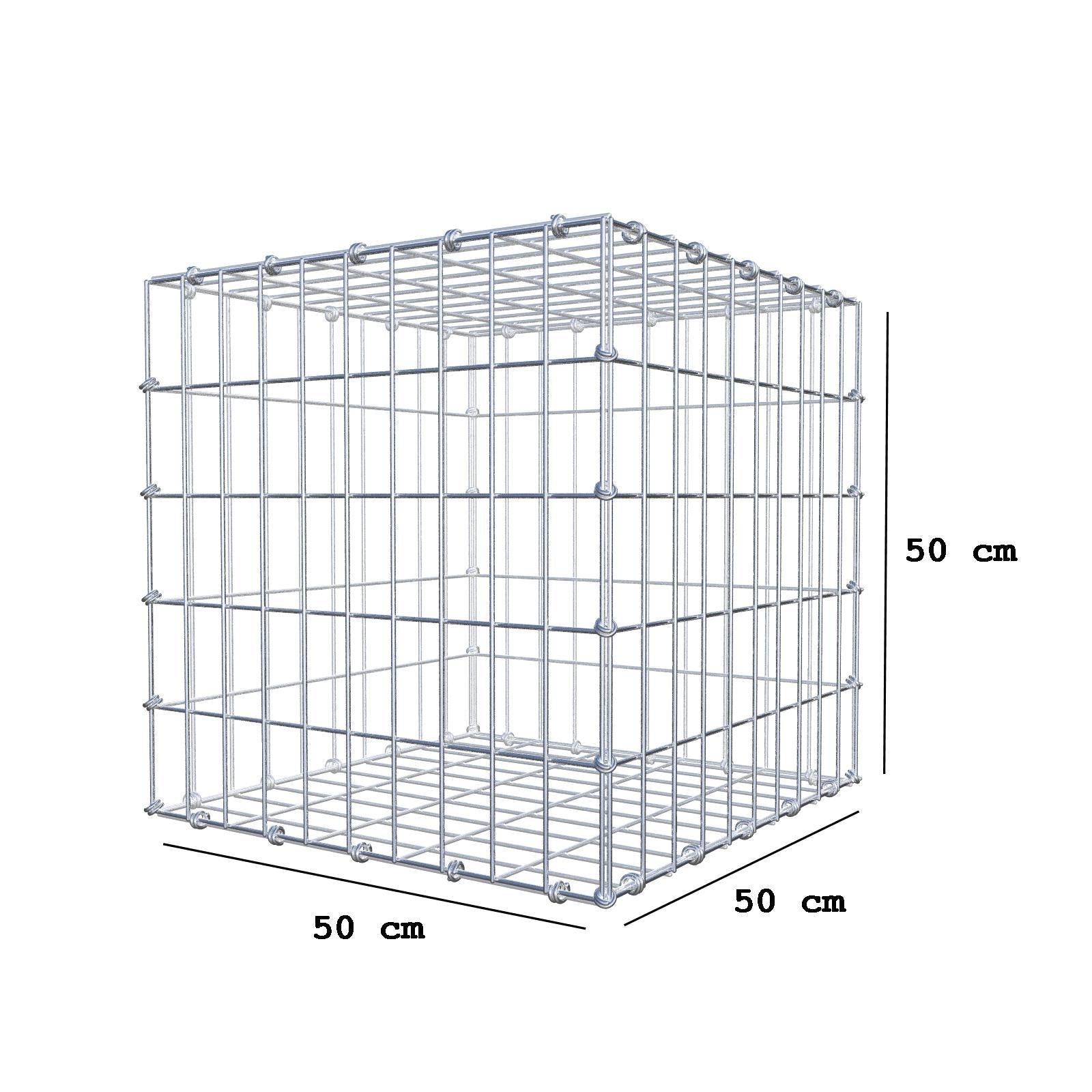 Gabbione 50 cm x 50 cm x 50 cm (L x H x P), maglia 5 x 10 cm, anello a spirale