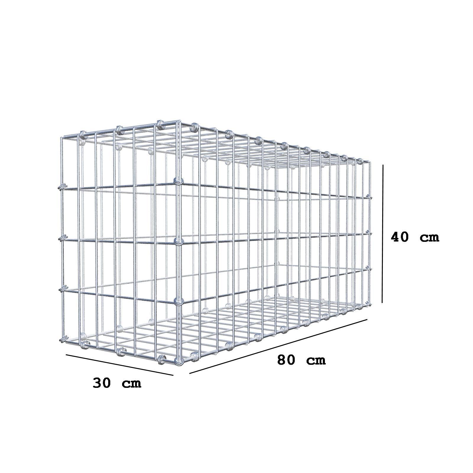 Gabbione 80 cm x 40 cm x 30 cm (L x H x P), maglia 5 x 10 cm, anello a spirale