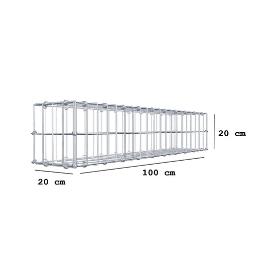 Gabion 100 cm x 20 cm x 20 cm (L x H x D), maskstorlek 5 x 10 cm, spiralring