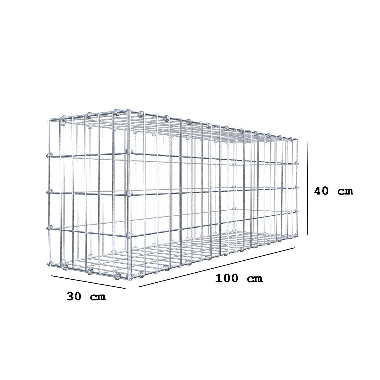 Gabbione 100 cm x 40 cm x 30 cm (L x H x P), maglia 5 x 10 cm, anello a spirale