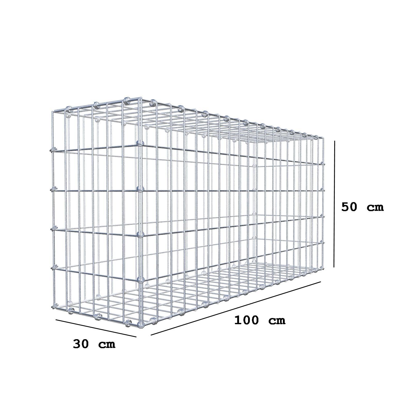 Gabbione 100 cm x 50 cm x 30 cm (L x H x P), maglia 5 x 10 cm, anello a spirale