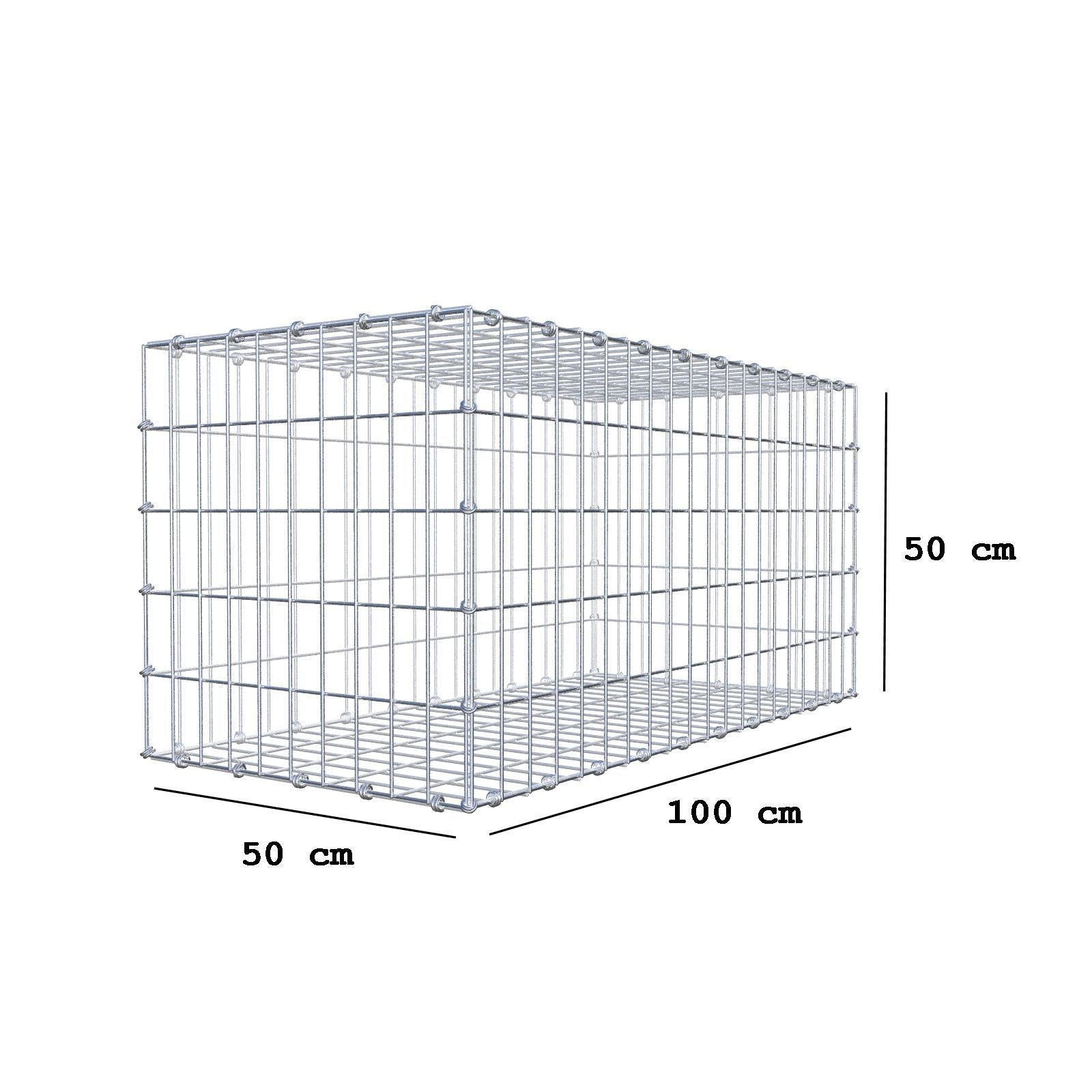 Gabbione 100 cm x 50 cm x 50 cm (L x H x P), maglia 5 x 10 cm, anello a spirale