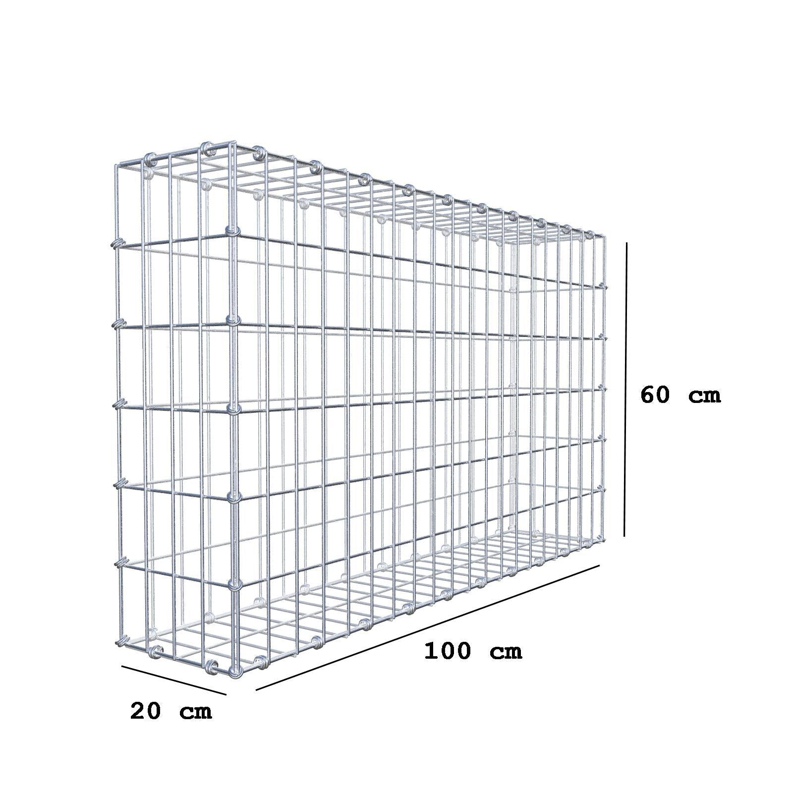 Gabbione 100 cm x 60 cm x 20 cm (L x H x P), maglia 5 x 10 cm, anello a spirale