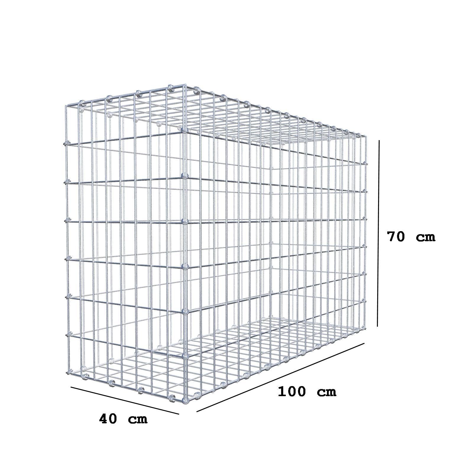 Gabbione 100 cm x 70 cm x 40 cm (L x H x P), maglia 5 x 10 cm, anello a spirale
