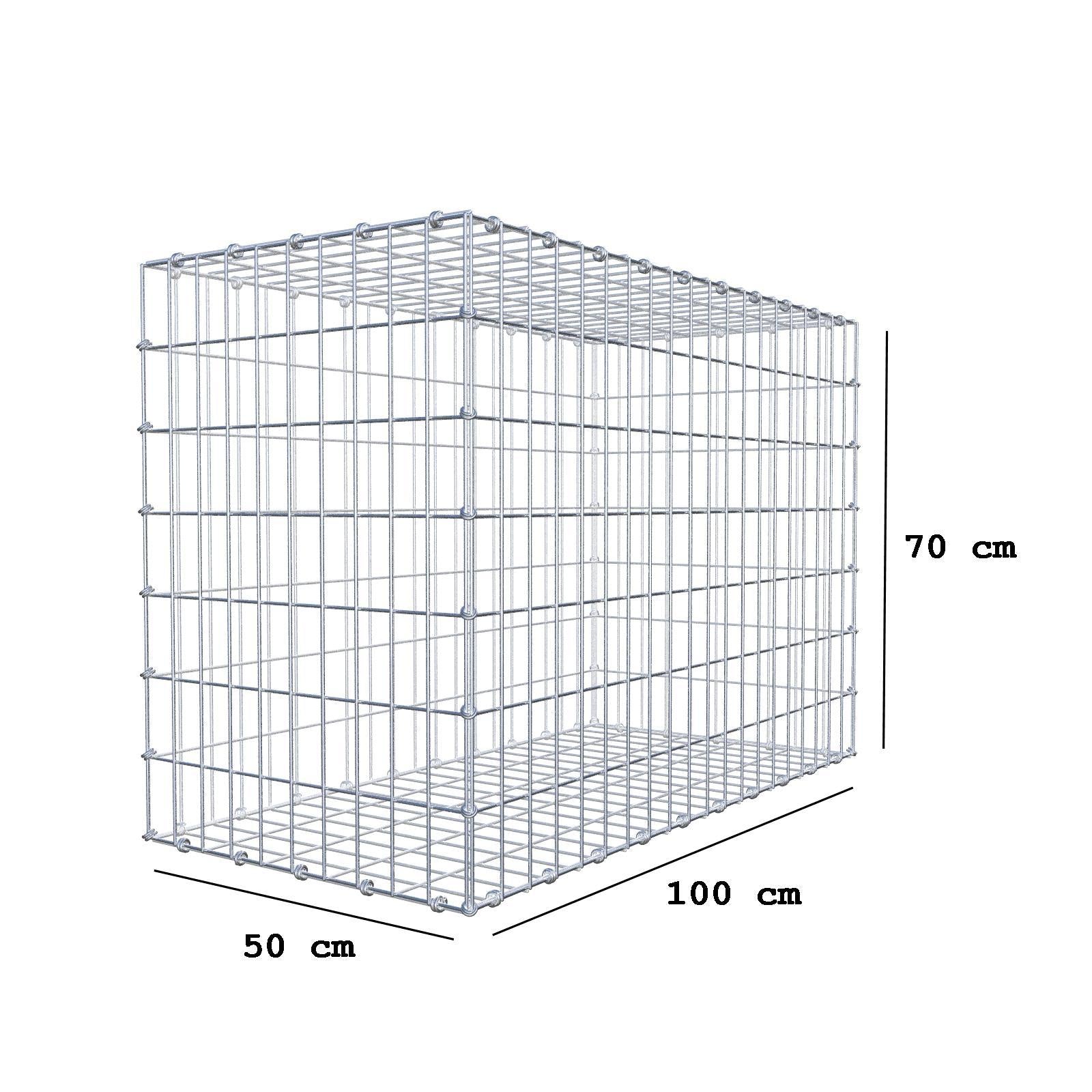 Gabbione 100 cm x 70 cm x 50 cm (L x H x P), maglia 5 x 10 cm, anello a spirale