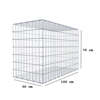 Gabion 100 cm x 70 cm x 50 cm (L x H x D), maskestørrelse 5 x 10 cm, spiralring