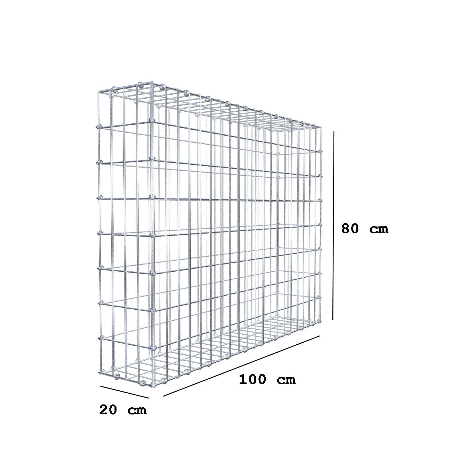Gabbione 100 cm x 80 cm x 20 cm (L x H x P), maglia 5 x 10 cm, anello a spirale