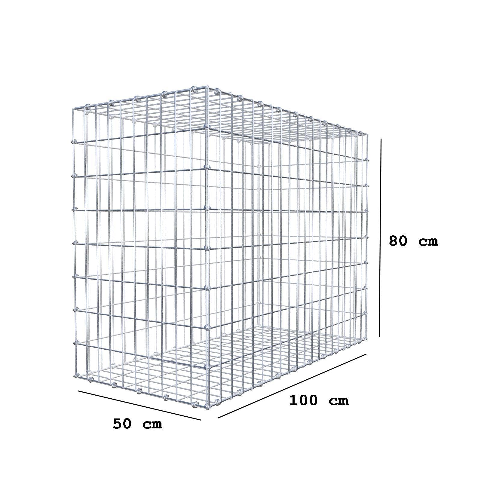Gabbione 100 cm x 80 cm x 50 cm (L x H x P), maglia 5 x 10 cm, anello a spirale