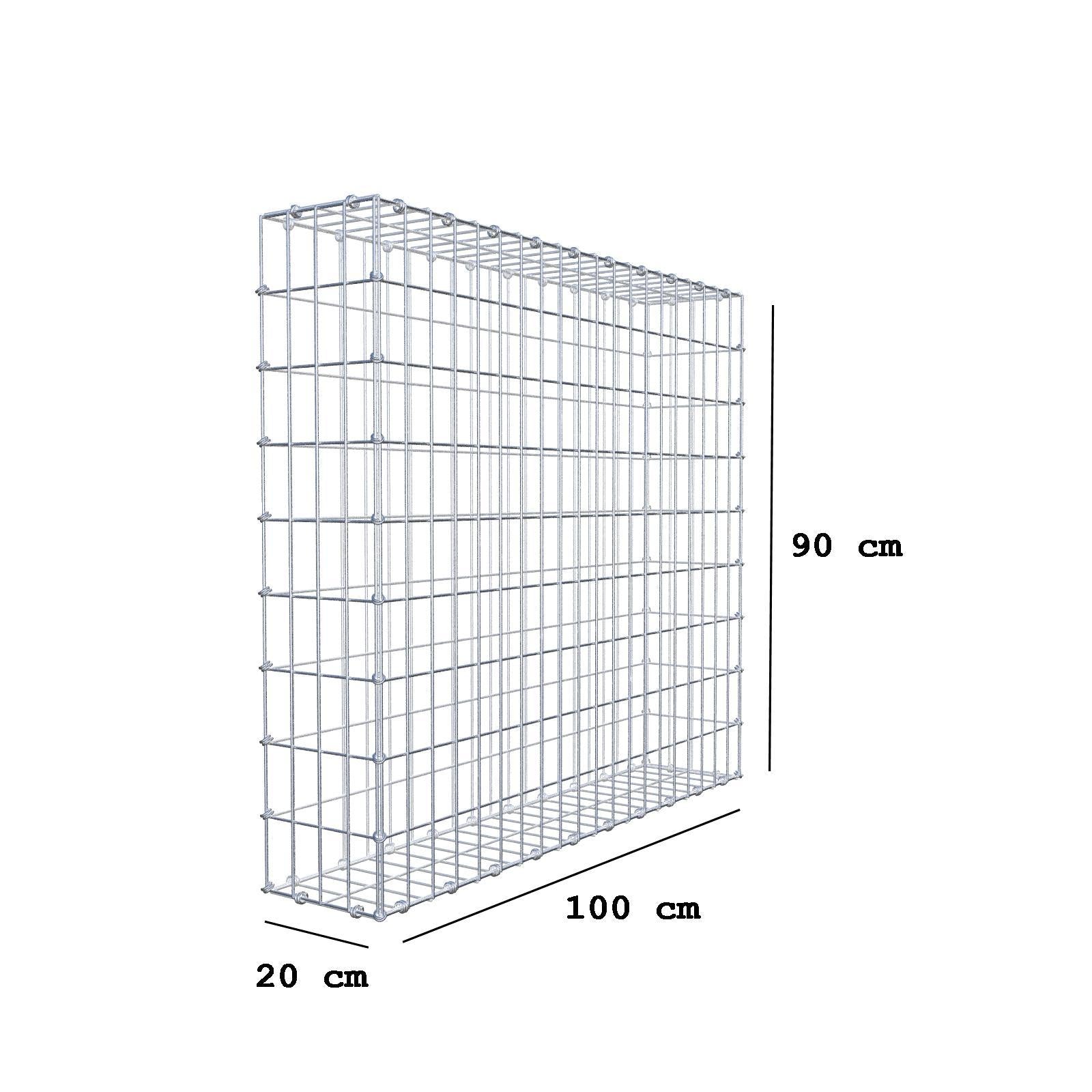 Gabbione 100 cm x 90 cm x 20 cm (L x H x P), maglia 5 x 10 cm, anello a spirale