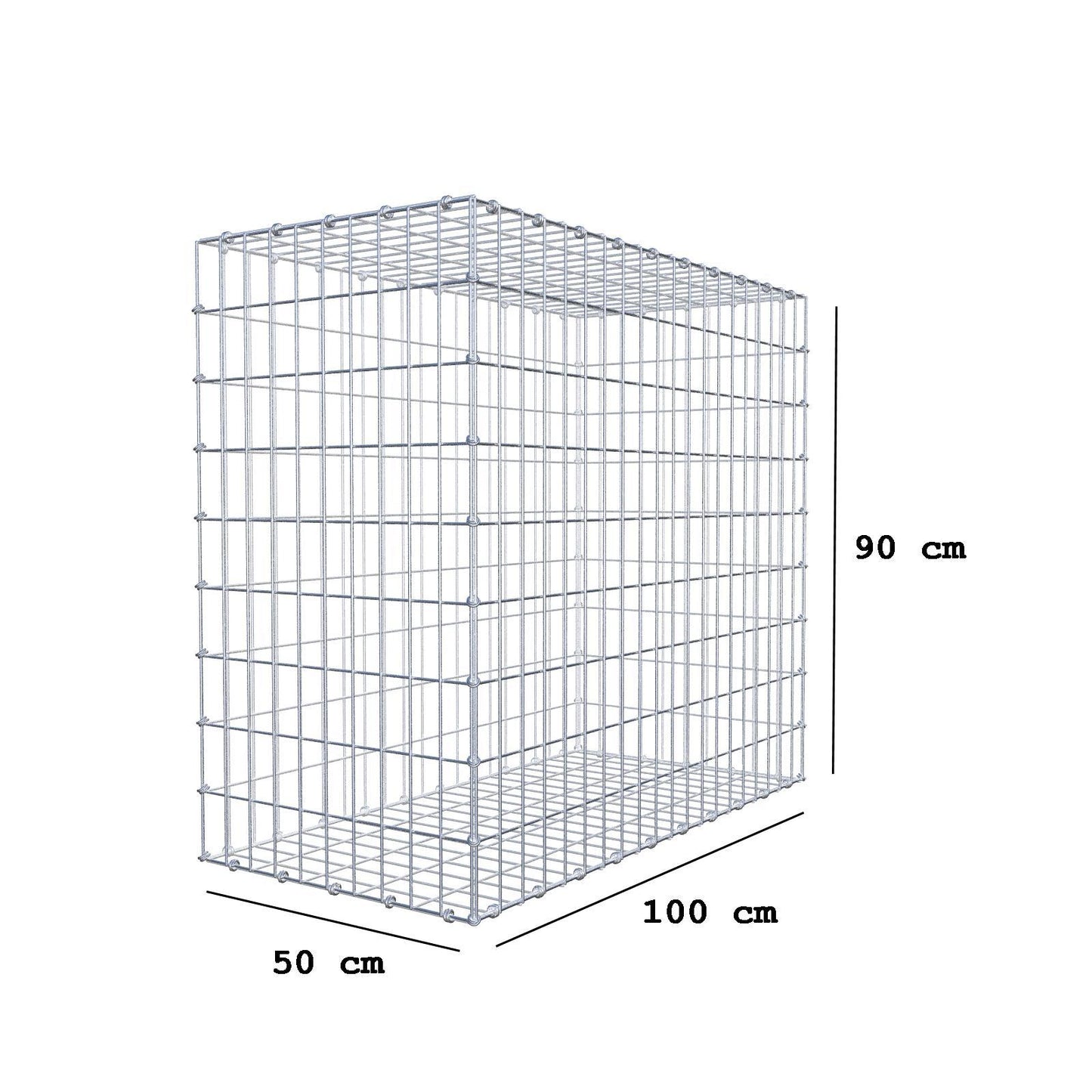 Gabion 100 cm x 90 cm x 50 cm (L x H x P), mailles 5 x 10 cm, anneau en spirale