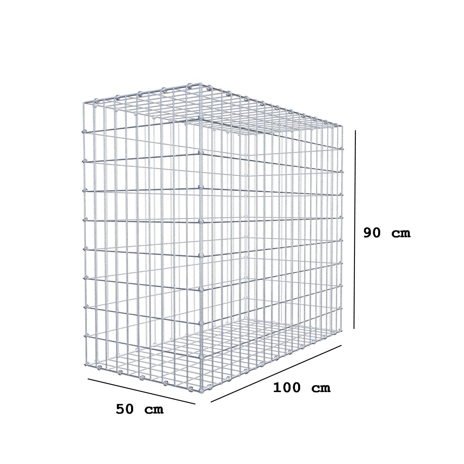 Gabione 100 cm x 90 cm x 50 cm (L x H x T), Maschenweite 5 x 10 cm, Spiralring