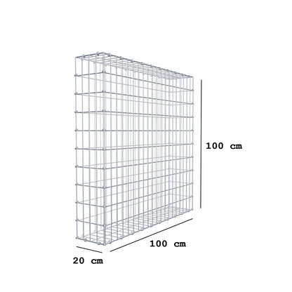 Gavión 100 cm x 100 cm x 20 cm (L x A x P), luz de malla 5 x 10 cm, anillo en espiral