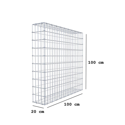 Gabion 100 cm x 100 cm x 20 cm (L x H x P), mailles 5 x 10 cm, anneau en spirale