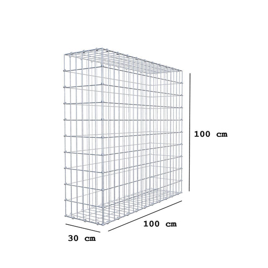 Gabion 100 cm x 100 cm x 30 cm (L x H x D), maskstorlek 5 x 10 cm, spiralring