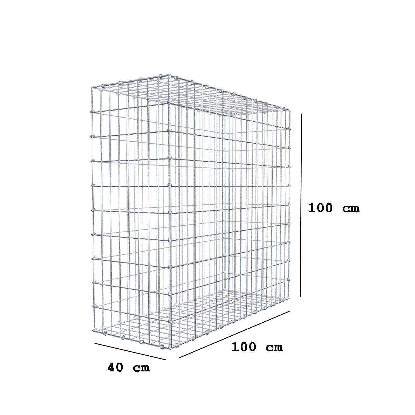 Gabbione 100 cm x 100 cm x 40 cm (L x H x P), maglia 5 x 10 cm, anello a spirale