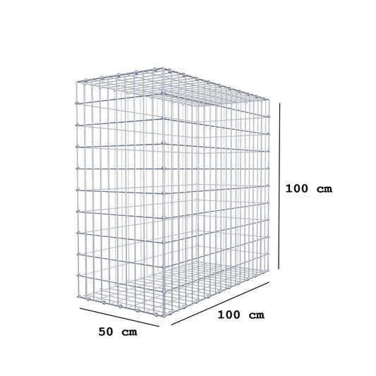 Gabion 100 cm x 100 cm x 50 cm (L x H x D), maskstorlek 5 x 10 cm, spiralring