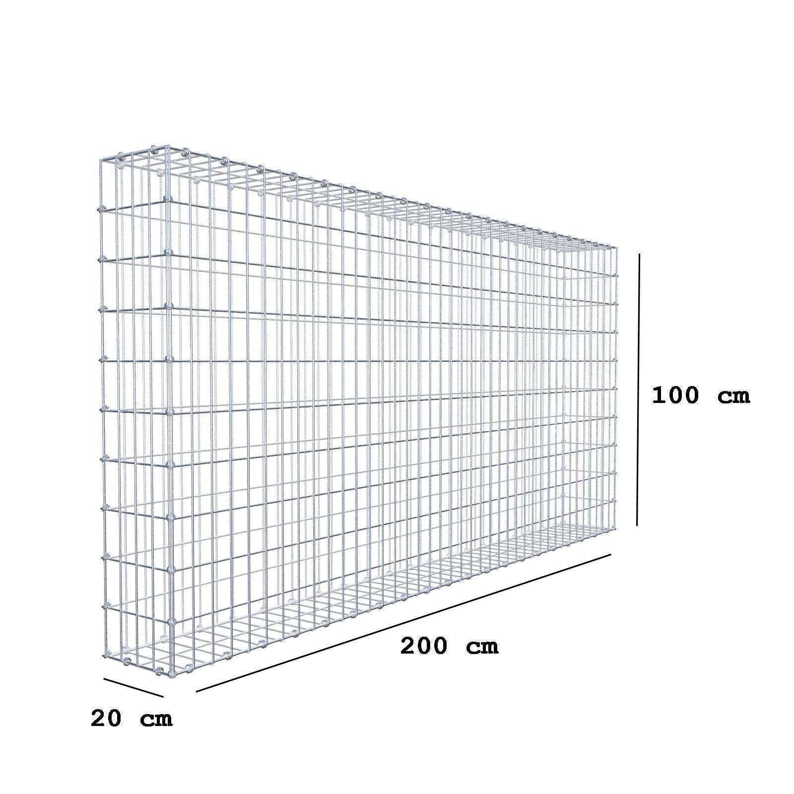 Gabbione 200 cm x 100 cm x 20 cm (L x H x P), maglia 5 x 10 cm, anello a spirale