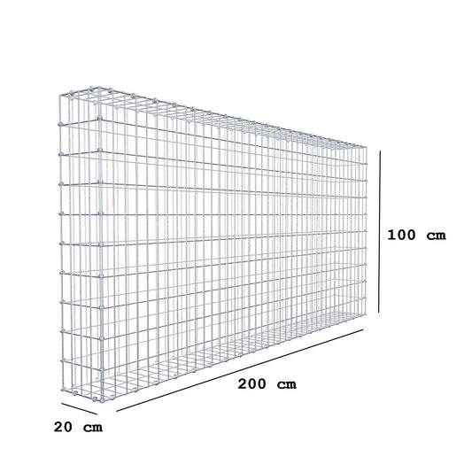 Gabion 200 cm x 100 cm x 20 cm (L x H x P), mailles 5 x 10 cm, anneau en spirale
