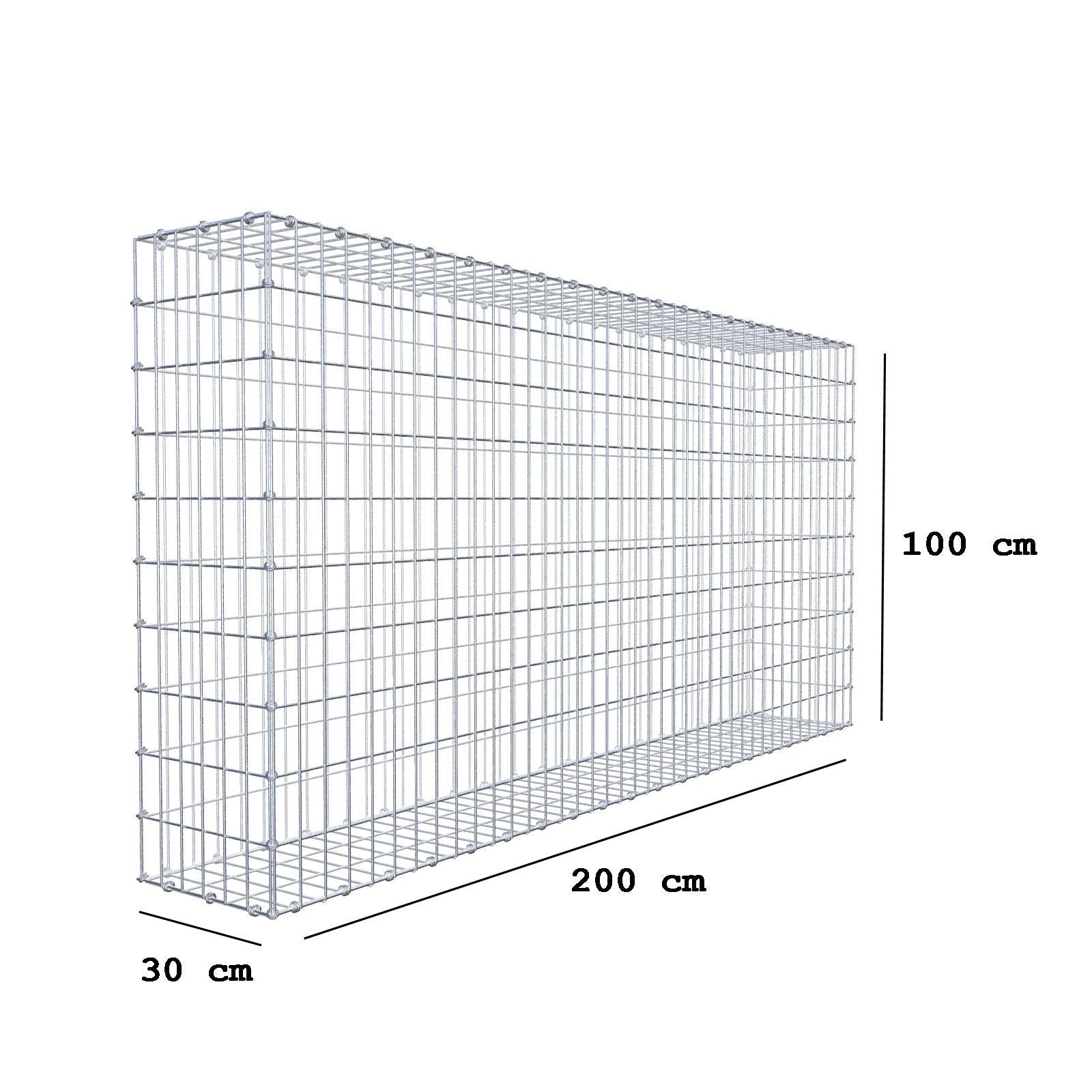 Gabbione 200 cm x 100 cm x 30 cm (L x H x P), maglia 5 x 10 cm, anello a spirale