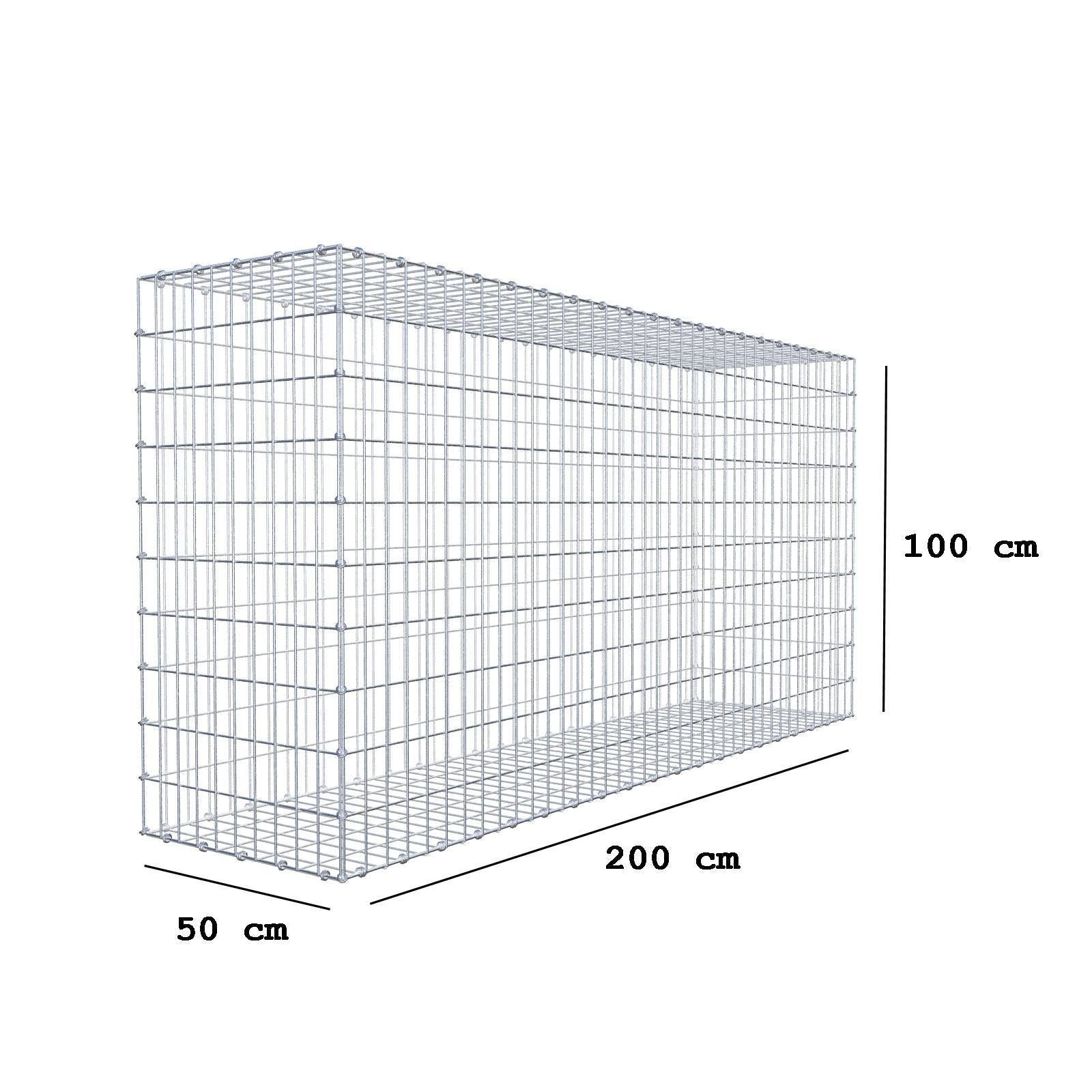 Gabbione 200 cm x 100 cm x 50 cm (L x H x P), maglia 5 x 10 cm, anello a spirale