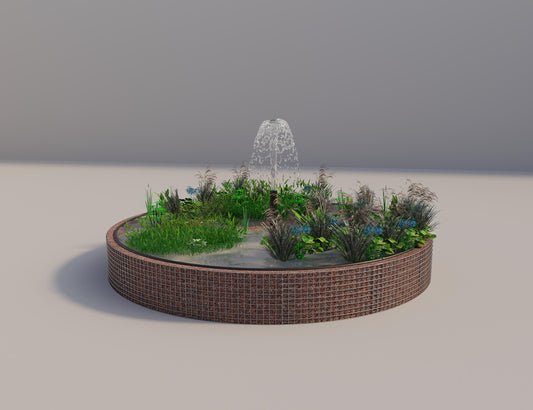 Gabion upphöjd damm rund, ytterdiameter 382 cm, höjd 50 cm, maskstorlek 5 x 5 cm, väggtjocklek 15 cm