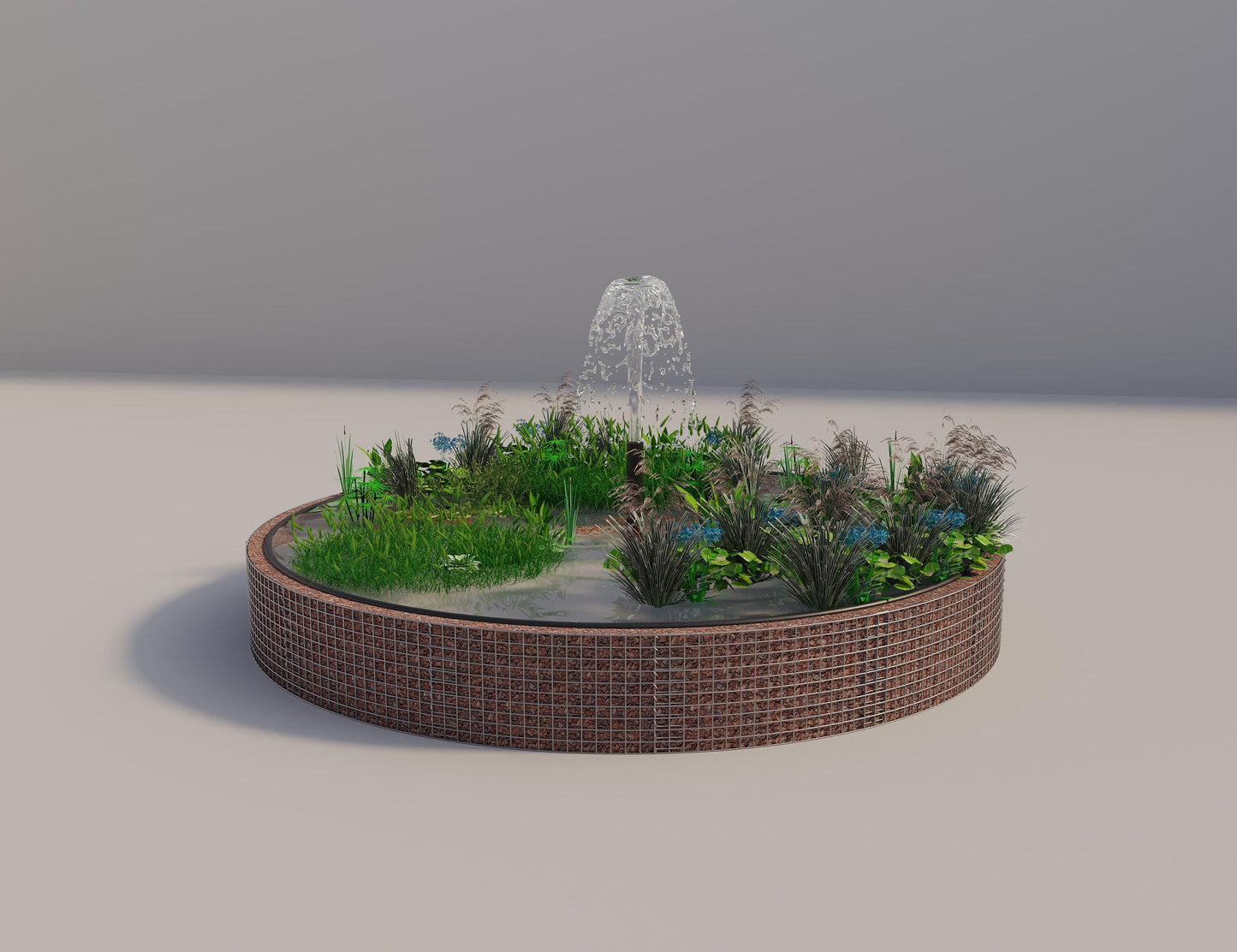 Gabbione per laghetti rialzati rotondo, diametro esterno 382 cm, altezza 50 cm, maglia 5 x 5 cm, spessore parete 15 cm