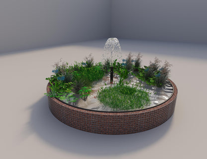 Gabbione per laghetti rialzati rotondo, diametro esterno 382 cm, altezza 50 cm, maglia 5 x 5 cm, spessore parete 15 cm