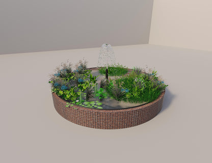 Gabbione per laghetti rialzati rotondo, diametro esterno 382 cm, altezza 50 cm, maglia 5 x 5 cm, spessore parete 15 cm