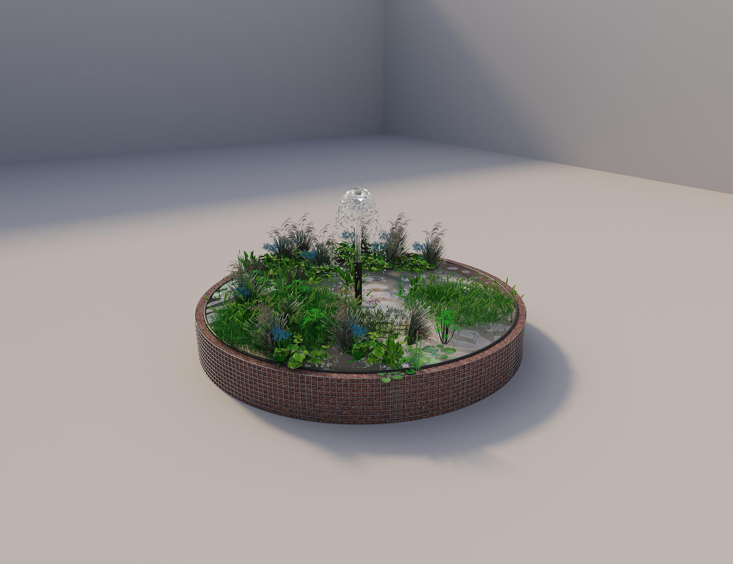 Gabbione per laghetti rialzati rotondo, diametro esterno 382 cm, altezza 50 cm, maglia 5 x 5 cm, spessore parete 15 cm