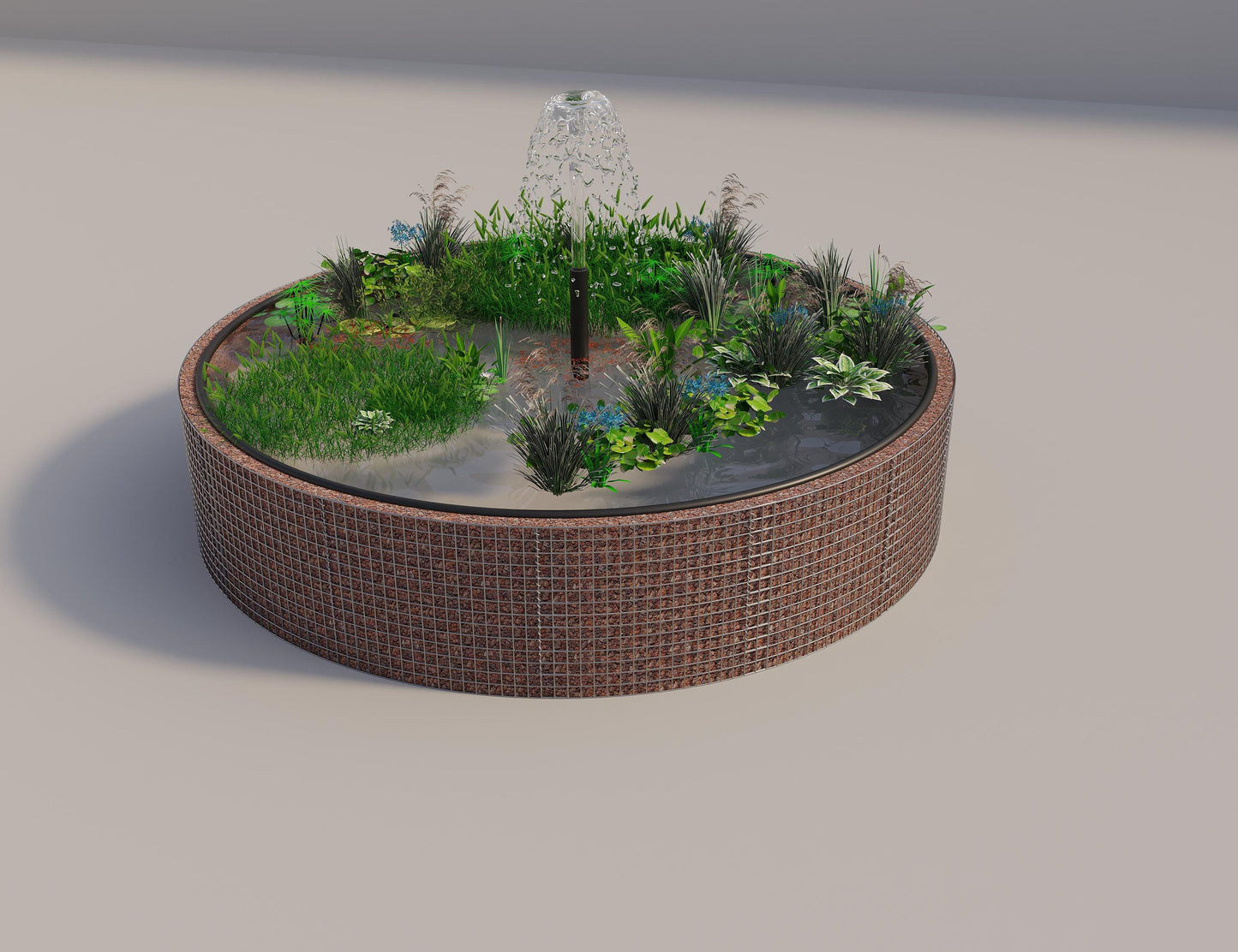 Gabionen Hochteich rund, Außendurchmesser 382 cm, Höhe 80 cm, Maschenweite 5 x 5 cm, Wandstärke 15 cm