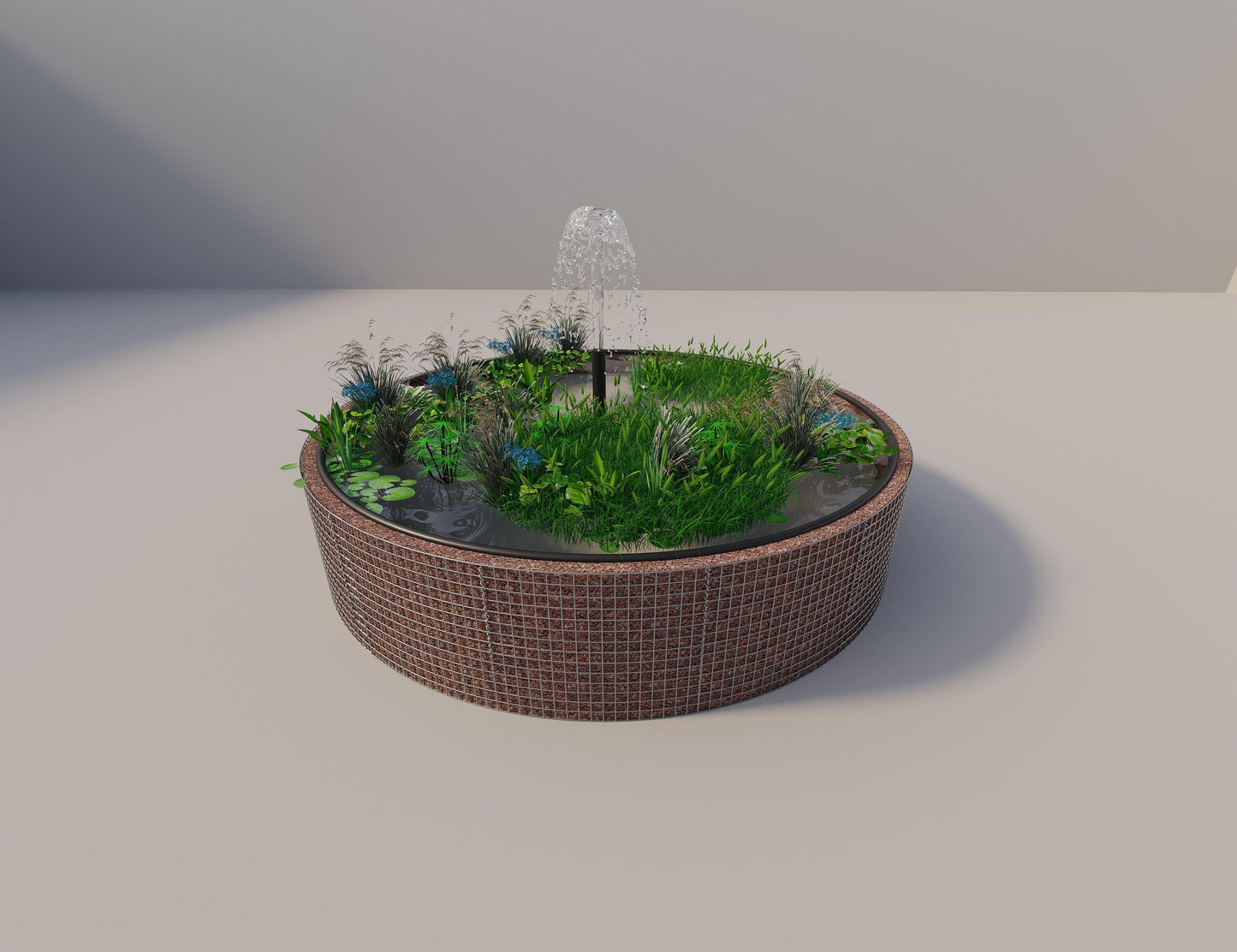 Gabionen Hochteich rund, Außendurchmesser 382 cm, Höhe 80 cm, Maschenweite 5 x 5 cm, Wandstärke 15 cm