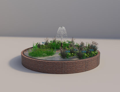 Estanque elevado de gaviones redondo, diámetro exterior 412 cm, altura 50 cm, luz de malla 5 x 5 cm, espesor de pared 15 cm