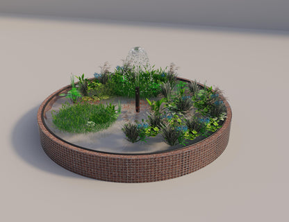 Estanque elevado de gaviones redondo, diámetro exterior 412 cm, altura 50 cm, luz de malla 5 x 5 cm, espesor de pared 15 cm