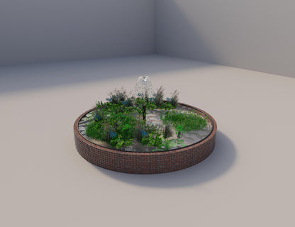 Estanque elevado de gaviones redondo, diámetro exterior 412 cm, altura 50 cm, luz de malla 5 x 5 cm, espesor de pared 15 cm