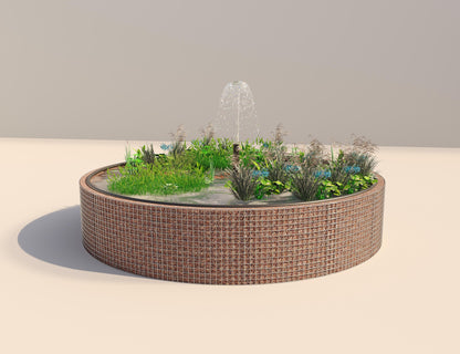 Gabionen Hochteich rund, Außendurchmesser 412 cm, Höhe 80 cm, Maschenweite 5 x 5 cm, Wandstärke 15 cm