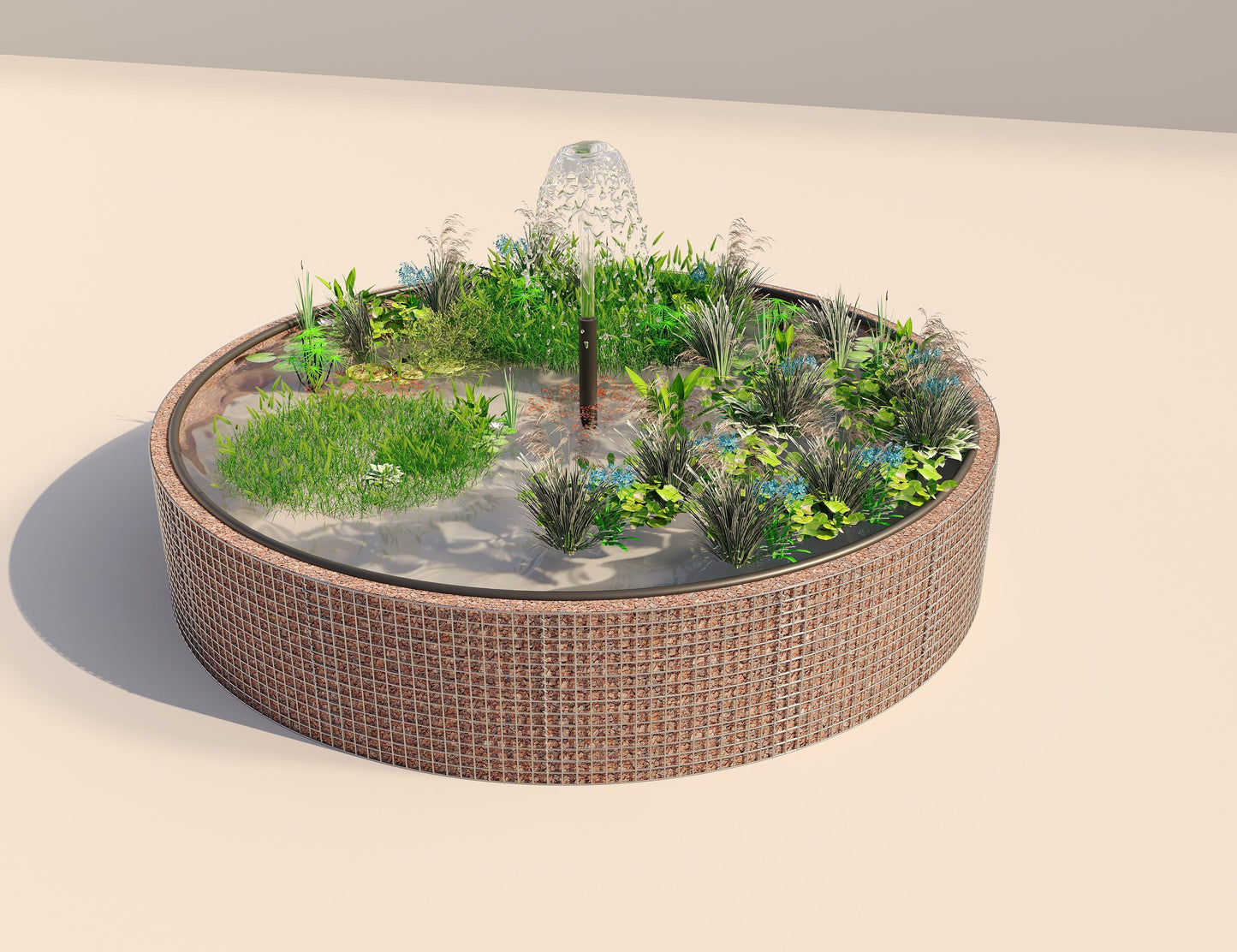 Gabionen Hochteich rund, Außendurchmesser 412 cm, Höhe 80 cm, Maschenweite 5 x 5 cm, Wandstärke 15 cm