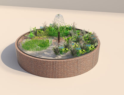 Gabionen Hochteich rund, Außendurchmesser 412 cm, Höhe 80 cm, Maschenweite 5 x 5 cm, Wandstärke 15 cm