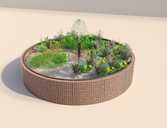 Gabion bassin surélevé rond, diamètre extérieur 412 cm, hauteur 80 cm, mailles 5 x 5 cm, épaisseur de paroi 15 cm
