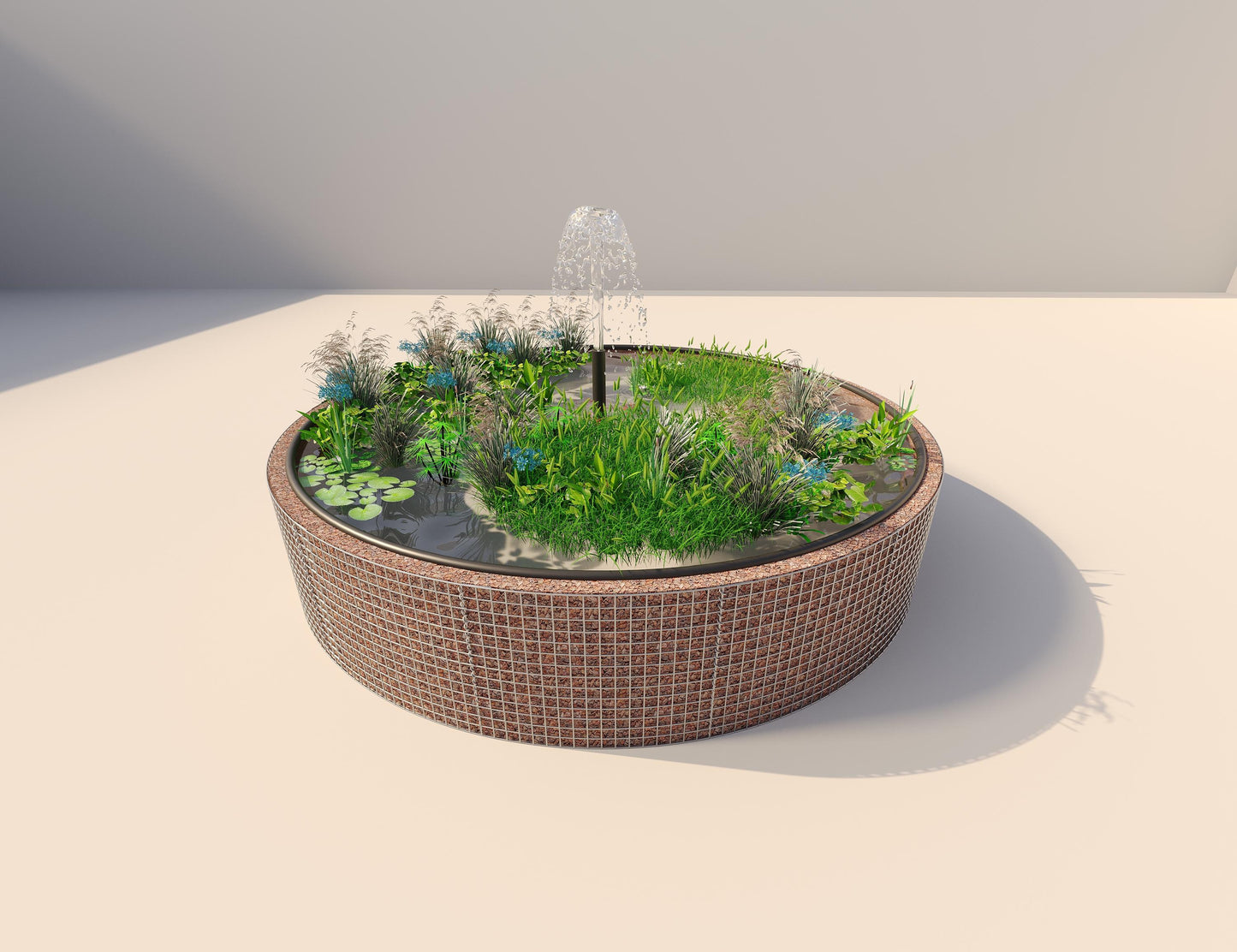 Gabionen Hochteich rund, Außendurchmesser 412 cm, Höhe 80 cm, Maschenweite 5 x 5 cm, Wandstärke 15 cm