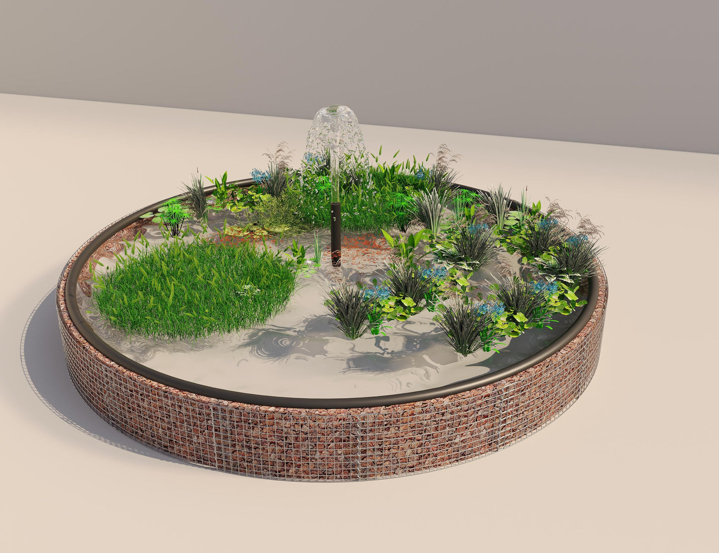 Gabion-dam, rund, ydre diameter 472 cm, højde 50 cm, maskestørrelse 5 x 5 cm, vægtykkelse 15 cm