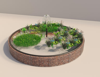 Gabion-dam, rund, ydre diameter 472 cm, højde 50 cm, maskestørrelse 5 x 5 cm, vægtykkelse 15 cm