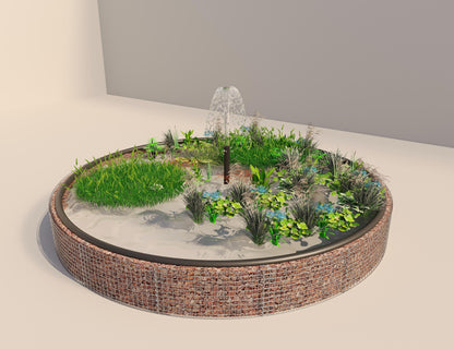 Gabion verhoogde vijver rond, buitendiameter 502 cm, hoogte 50 cm, maaswijdte 5 x 5 cm, wanddikte 15 cm
