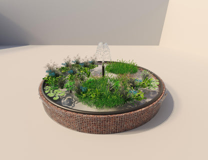 Gabion-dam, rund, ydre diameter 472 cm, højde 50 cm, maskestørrelse 5 x 5 cm, vægtykkelse 15 cm