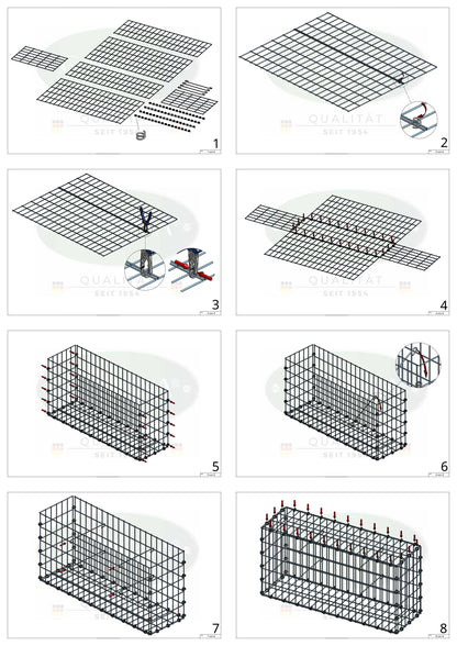 Gabion 100 cm x 70 cm x 30 cm (L x H x D), maskestørrelse 5 x 10 cm, spiralring