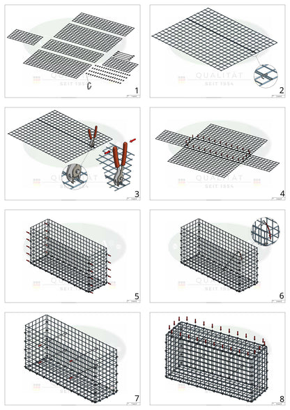 Gabion 100 cm x 40 cm x 50 cm (L x H x P), mailles 5 cm x 5 cm, anneau en C