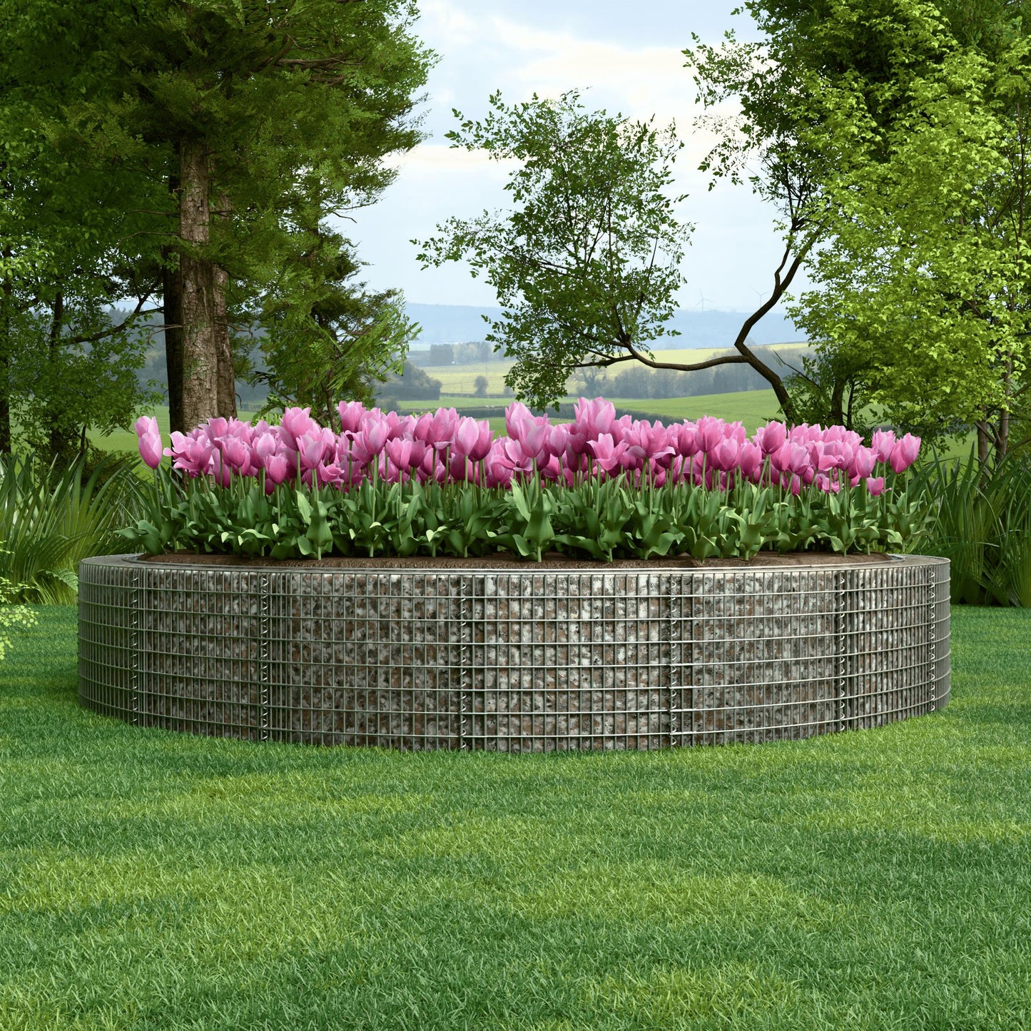 Raised bed round, outer diameter 502 cm, height 50 cm, mesh size 5 x 10 cm, wall thickness 15 cm