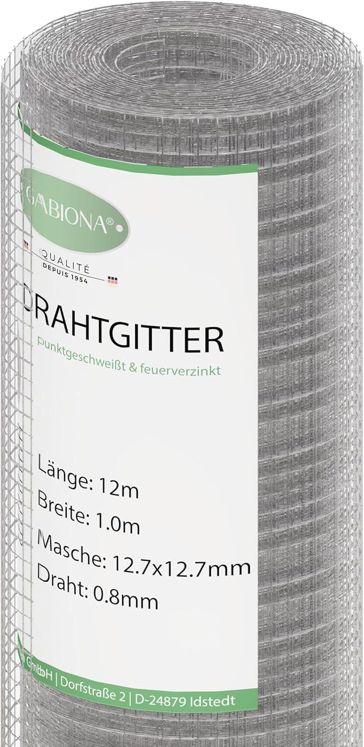 Trådrulle 12 m x 1 m x 0,8 mm, maskstorlek 12,7 x 12,7 mm