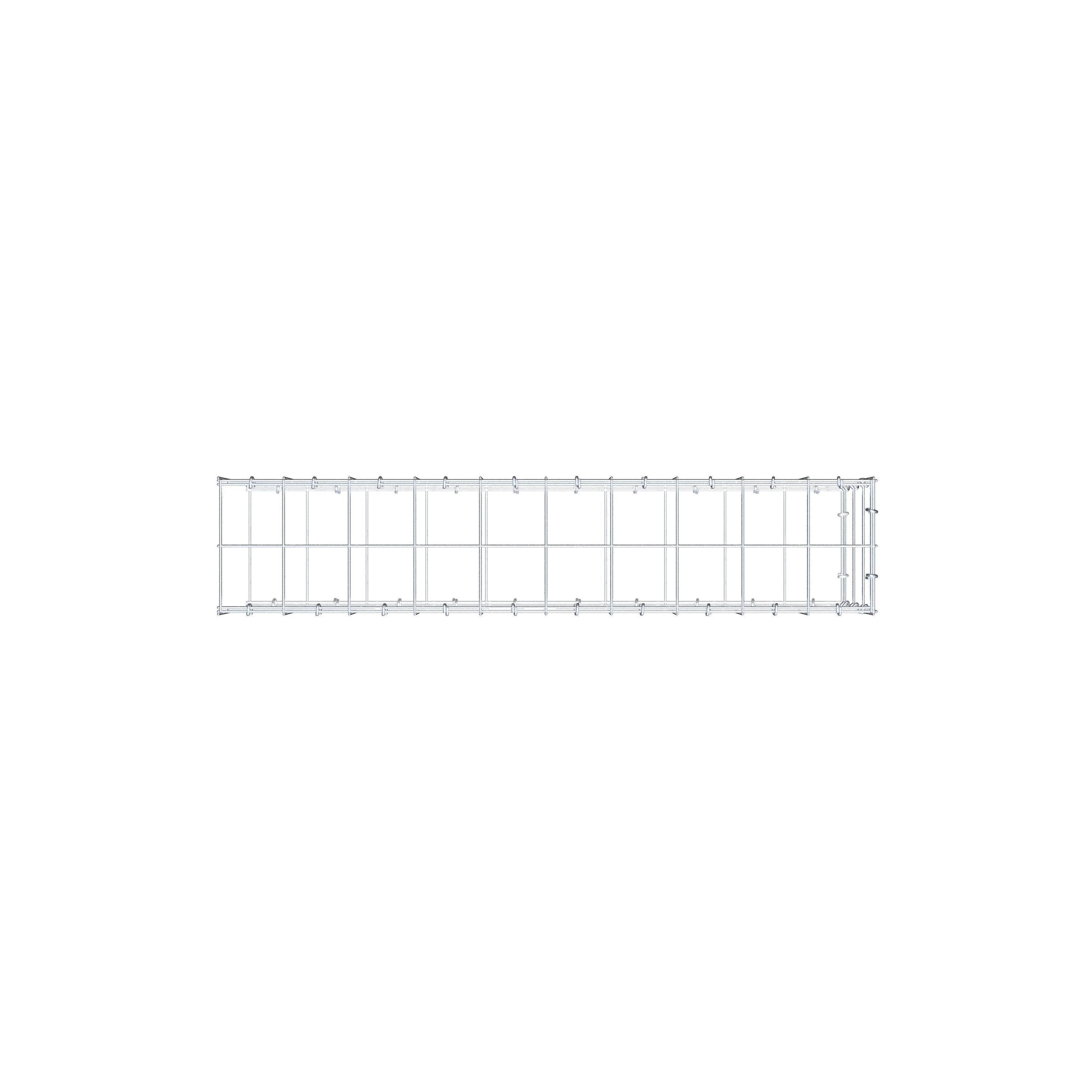 Mounted gabion type 2 100 cm x 30 cm x 20 cm (L x H x D), mesh size 10 cm x 10 cm, C-ring
