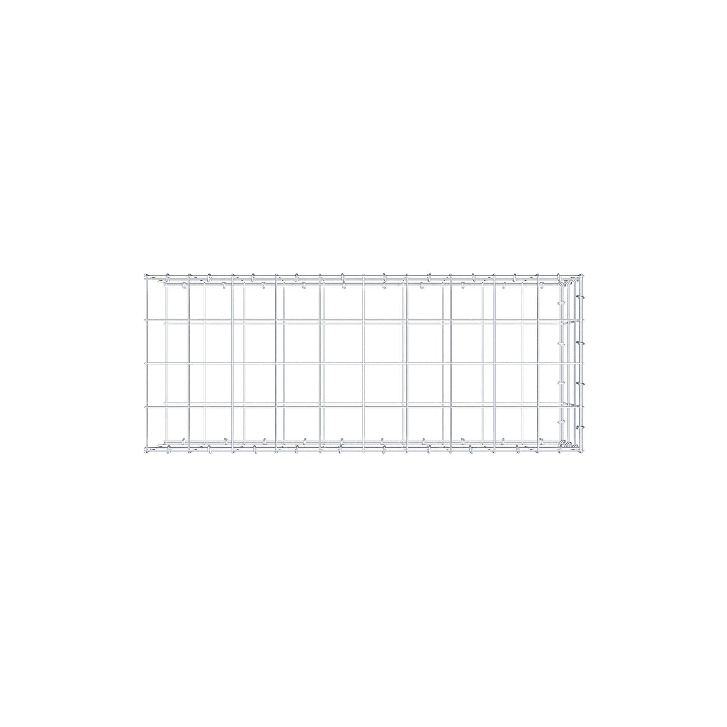 Monteret gabion type 2 100 cm x 30 cm x 40 cm (L x H x D), maskestørrelse 10 cm x 10 cm, C-ring