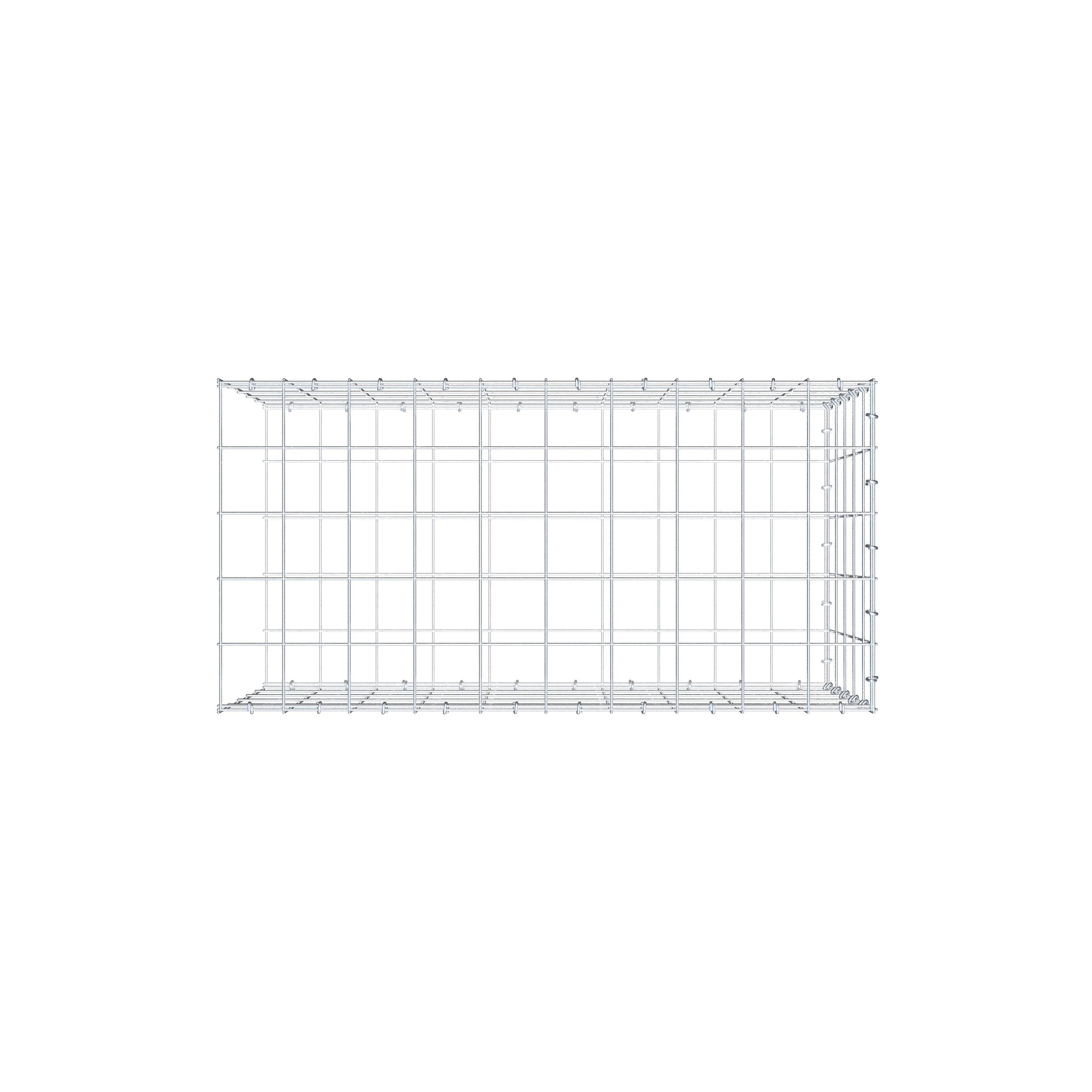 Monteret gabion type 2 100 cm x 50 cm x 50 cm (L x H x D), maskestørrelse 10 cm x 10 cm, C-ring